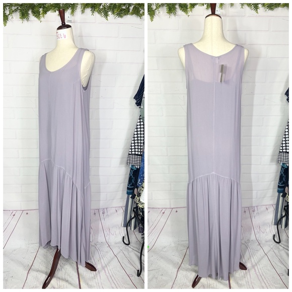 👗NWT🤩 |•ANTHROPOLOGIE•| Left Of Main Lavender Maxi Peasant 50s Style Dress - Picture 2 of 9